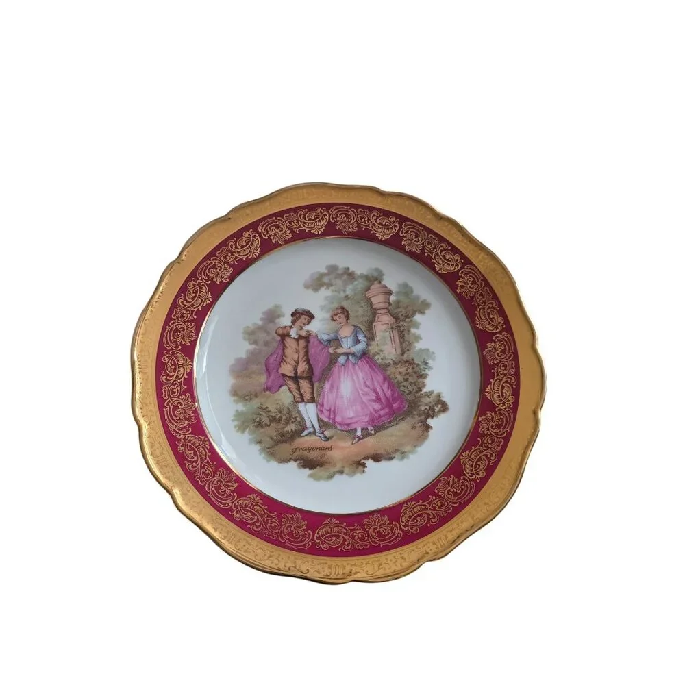Limoges France Porcelain Decorative Plates Set Of‎ 2 With Romantic Scenes